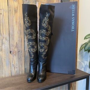 Thomas Wylde OTK Boots 7 Snake Thigh Black RARE